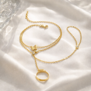 Butterfly Gold Hand Chain Ring Bracelet