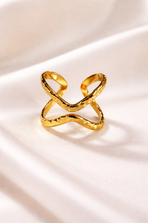Luxury X Shape Anti-Tarnish Gold Ring for Women