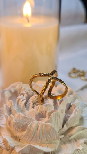 Luxury X Shape Anti-Tarnish Gold Ring for Women